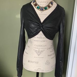 Beautiful Faux Crop Top, Size Medium, Color Black